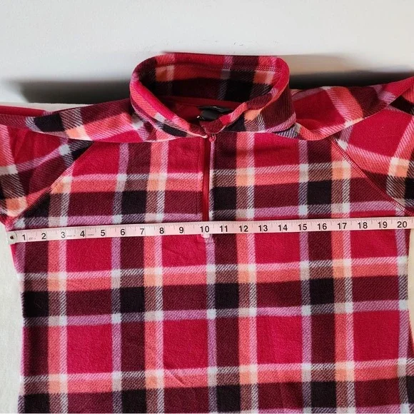 Eddie Bauer Women's Fleece 1/4 Zip Plaid Pullover Top Red Black M - Picture 6 of 6